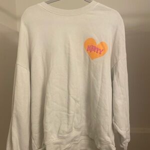 Modish Rebel White Sweatshirt with Heart Graphic